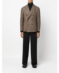 Мужской светло-коричневый двубортный пиджак с узором "гусиные лапки" от Tagliatore