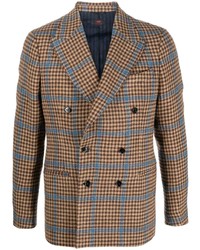 Мужской светло-коричневый двубортный пиджак с узором "гусиные лапки" от Mp Massimo Piombo
