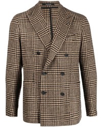 Мужской светло-коричневый двубортный пиджак с узором "гусиные лапки" от Tagliatore