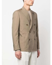 Мужской светло-коричневый двубортный пиджак с цветочным принтом от Lardini