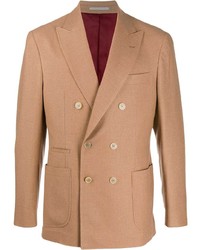 Мужской светло-коричневый двубортный пиджак от Brunello Cucinelli