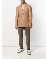 Мужской светло-коричневый двубортный пиджак от Brunello Cucinelli