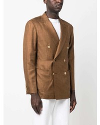 Мужской светло-коричневый двубортный пиджак от Brioni
