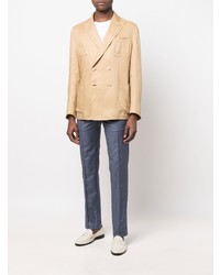 Мужской светло-коричневый двубортный пиджак от Brioni