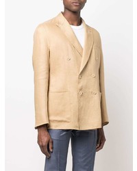 Мужской светло-коричневый двубортный пиджак от Brioni