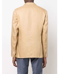 Мужской светло-коричневый двубортный пиджак от Brioni