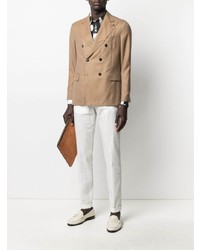 Мужской светло-коричневый двубортный пиджак от Gabriele Pasini