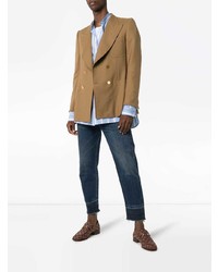 Мужской светло-коричневый двубортный пиджак от Gucci