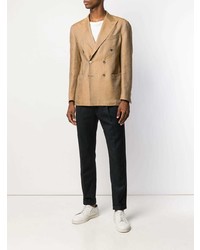 Мужской светло-коричневый двубортный пиджак от 0909