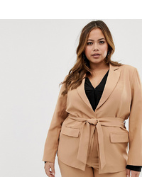 Женский светло-коричневый двубортный пиджак от Fashion Union Plus