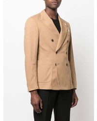 Мужской светло-коричневый двубортный пиджак от Manuel Ritz