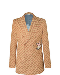 Мужской светло-коричневый двубортный пиджак от Gucci
