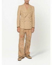 Мужской светло-коричневый двубортный пиджак от Dolce & Gabbana