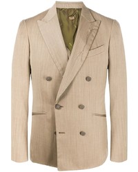 Мужской светло-коричневый двубортный пиджак от Maurizio Miri