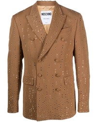Мужской светло-коричневый двубортный пиджак от Moschino
