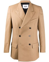 Мужской светло-коричневый двубортный пиджак от MSGM