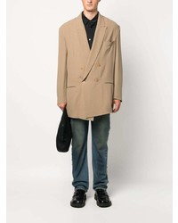 Мужской светло-коричневый двубортный пиджак от Magliano