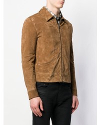 Мужской светло-коричневый замшевый бомбер от Saint Laurent