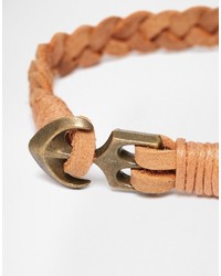 Мужской светло-коричневый кожаный браслет от Asos