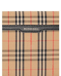 Светло-коричневый кожаный клатч в клетку от Burberry