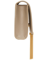 Светло-коричневый кожаный клатч от Saint Laurent