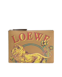 Мужской светло-коричневый кожаный мужской клатч с принтом от Loewe
