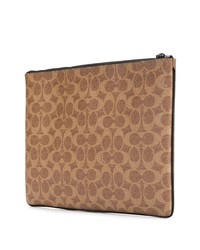 Мужской светло-коричневый кожаный мужской клатч с принтом от Coach