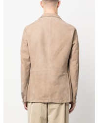 Мужской светло-коричневый кожаный пиджак от Tagliatore