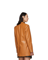Женский светло-коричневый кожаный пиджак от Nanushka