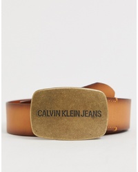 Мужской светло-коричневый кожаный ремень от Calvin Klein Jeans