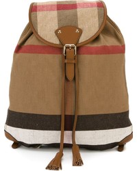 Женский светло-коричневый кожаный рюкзак в шотландскую клетку от Burberry