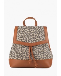 Женский светло-коричневый кожаный рюкзак с леопардовым принтом от DDA