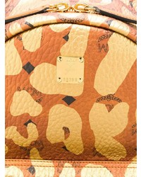 Женский светло-коричневый кожаный рюкзак с принтом от MCM