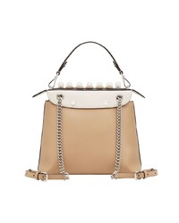 Женский светло-коричневый кожаный рюкзак с украшением от Fendi