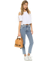 Женский светло-коричневый кожаный рюкзак от MSGM