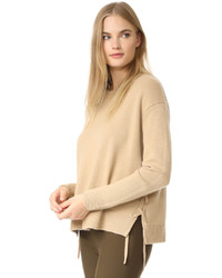 Светло-коричневый кружевной свитер