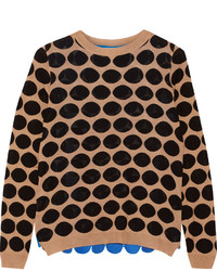 Женский светло-коричневый кружевной свитер с принтом от Marni