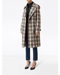 Женский светло-коричневый легкий плащ в клетку от Burberry
