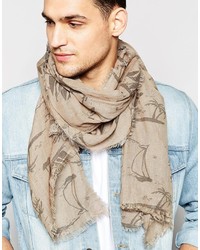 Мужской светло-коричневый легкий шарф от Esprit