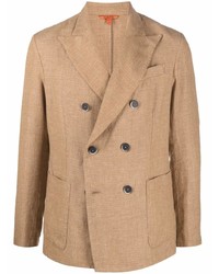 Мужской светло-коричневый льняной двубортный пиджак от Barena