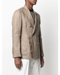 Мужской светло-коричневый льняной двубортный пиджак от Lardini