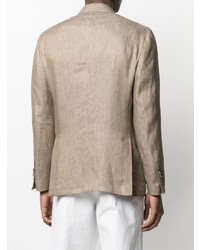 Мужской светло-коричневый льняной двубортный пиджак от Lardini
