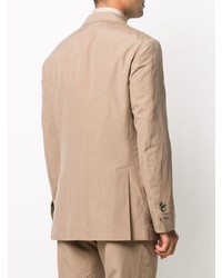 Мужской светло-коричневый льняной двубортный пиджак от Brunello Cucinelli