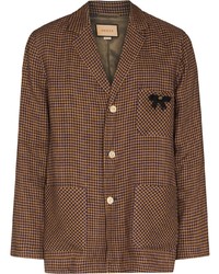 Мужской светло-коричневый льняной пиджак в мелкую клетку от Gucci