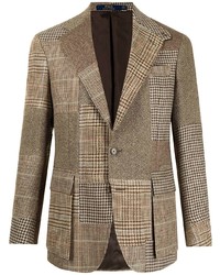 Мужской светло-коричневый льняной пиджак в стиле пэчворк от Polo Ralph Lauren