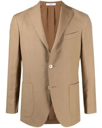 Светло-коричневый льняной пиджак с узором зигзаг