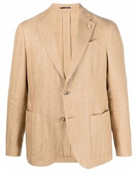Мужской светло-коричневый льняной пиджак от Lardini