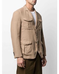 Мужской светло-коричневый льняной пиджак от Altea