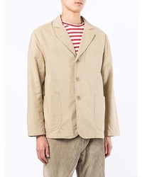 Мужской светло-коричневый льняной пиджак от YMC