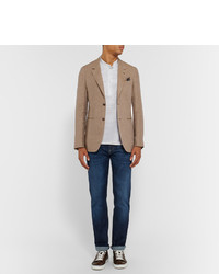 Мужской светло-коричневый льняной пиджак от Caruso